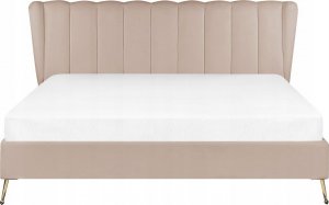 Beliani Łóżko welurowe 180 x 200 cm z portem USB beżowoszare MIRIBEL 2