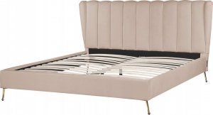 Beliani Łóżko welurowe 180 x 200 cm z portem USB beżowoszare MIRIBEL 4