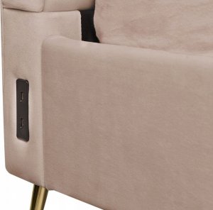 Beliani Łóżko welurowe 180 x 200 cm z portem USB beżowoszare MIRIBEL 6