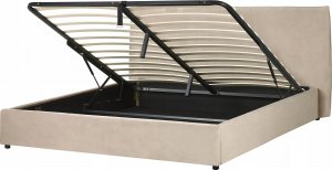 Beliani Łóżko z pojemnikiem welurowe 180 x 200 cm beżowoszare LAVAUR 2