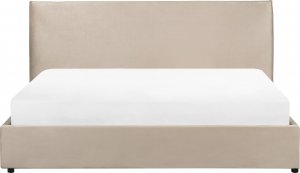 Beliani Łóżko z pojemnikiem welurowe 180 x 200 cm beżowoszare LAVAUR 3