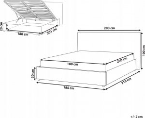 Beliani Łóżko z pojemnikiem welurowe 180 x 200 cm beżowoszare LAVAUR 9