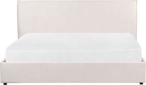 Beliani Łóżko z pojemnikiem welurowe 180 x 200 cm złamana biel LAVAUR 6