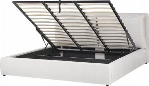 Beliani Łóżko z pojemnikiem welurowe 180 x 200 cm złamana biel BAJONNA 7