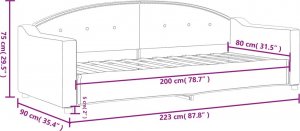 vidaXL vidaXL Łóżko dzienne, jasnoszare, 80x200 cm, obite tkaniną 8