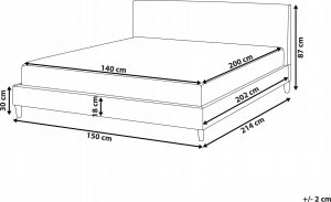 Beliani Łóżko tapicerowane 140 x 200 cm ciemnozielone FITOU 3