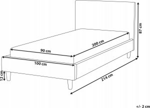Beliani Łóżko welurowe 90 x 200 cm fuksjowe FITOU 4