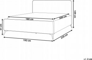 Beliani Łóżko tapicerowane 180 x 200 cm beżowe VALOGNES 4