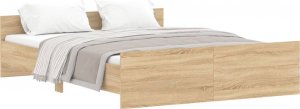 vidaXL vidaXL Rama łóżka z wezgłowiem i zanóżkiem, dąb sonoma, 160x200 cm 2