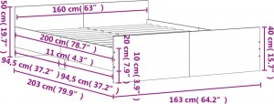 vidaXL vidaXL Rama łóżka z wezgłowiem i zanóżkiem, dąb sonoma, 160x200 cm 9