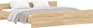 vidaXL vidaXL Rama łóżka z wezgłowiem i zanóżkiem, dąb sonoma, 180x200 cm 2
