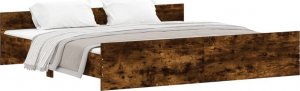 vidaXL vidaXL Rama łóżka z wezgłowiem i zanóżkiem, przydymiony dąb, 180x200cm 2