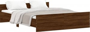 vidaXL vidaXL Rama łóżka z wezgłowiem i zanóżkiem, brązowy dąb, 140x200 cm 2
