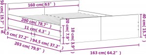 vidaXL vidaXL Rama łóżka z wezgłowiem i zanóżkiem, przydymiony dąb, 160x200cm 9