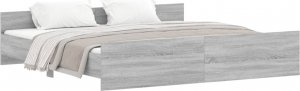 vidaXL vidaXL Rama łóżka z wezgłowiem i zanóżkiem, szary dąb, 180x200 cm 2