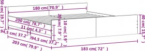 vidaXL vidaXL Rama łóżka z wezgłowiem i zanóżkiem, szary dąb, 180x200 cm 9