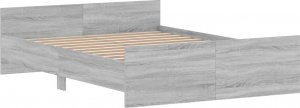 vidaXL vidaXL Rama łóżka z wezgłowiem i zanóżkiem, szary dąb, 135x190 cm 3
