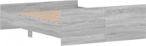 vidaXL vidaXL Rama łóżka z wezgłowiem i zanóżkiem, szary dąb, 135x190 cm 6