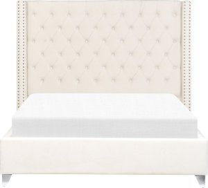 Beliani Łóżko welurowe 140 x 200 cm złamana biel LUBBON 3