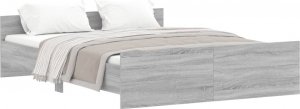vidaXL vidaXL Rama łóżka z wezgłowiem i zanóżkiem, szary dąb, 150x200 cm 2