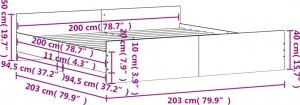 vidaXL vidaXL Rama łóżka z wezgłowiem i zanóżkiem, szarość betonu, 200x200 cm 9