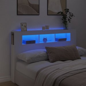 vidaXL vidaXL Wezgłowie łóżka z LED, białe, 160x18,5x103,5 cm 1