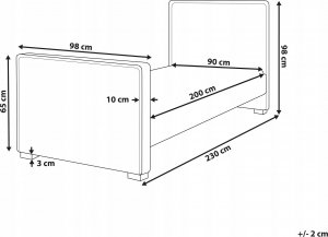 Beliani Łóżko welurowe 90 x 200 cm niebieskie TEENIE 3