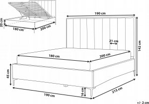 Beliani Łóżko z pojemnikiem welurowe 180 x 200 cm różowe SEZANNE 3