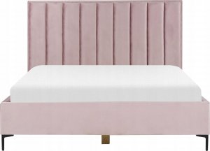 Beliani Łóżko z pojemnikiem welurowe 180 x 200 cm różowe SEZANNE 4