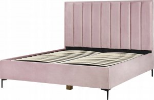 Beliani Łóżko z pojemnikiem welurowe 180 x 200 cm różowe SEZANNE 6