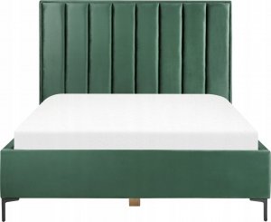 Beliani Łóżko z pojemnikiem welurowe 160 x 200 cm zielone SEZANNE 4