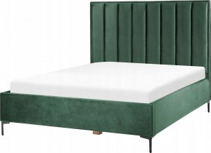 Beliani Łóżko z pojemnikiem welurowe 160 x 200 cm zielone SEZANNE 5