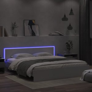 vidaXL vidaXL Rama łóżka z wezgłowiem i LED, biała, 180x200 cm 1