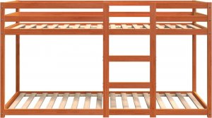 vidaXL Łóżko piętrowe, woskowy brąz, 75x190 cm, lite drewno sosnowe 4