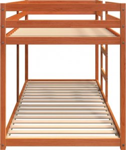 vidaXL Łóżko piętrowe, woskowy brąz, 75x190 cm, lite drewno sosnowe 5