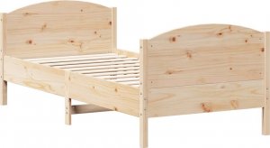 vidaXL vidaXL Rama łóżka z wezgłowiem, biała, 75x190 cm, lite drewno sosnowe 2