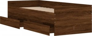 vidaXL Rama łóżka z szufladami, brązowy dąb, 75x190 cm 4