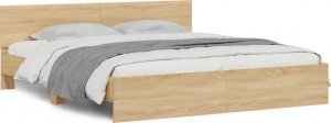 vidaXL vidaXL Rama łóżka z wezgłowiem, dąb sonoma, 200x200 cm 2