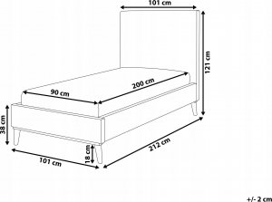 Beliani Łóżko welurowe 90 x 200 cm złamana biel BAYONNE 3