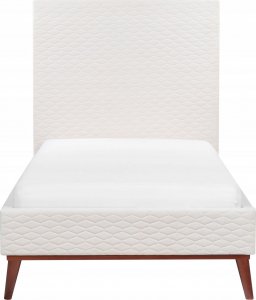 Beliani Łóżko welurowe 90 x 200 cm złamana biel BAYONNE 5