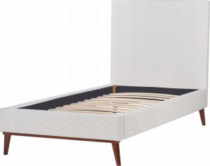 Beliani Łóżko welurowe 90 x 200 cm złamana biel BAYONNE 6