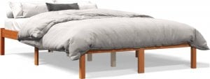 vidaXL Rama łóżka, woskowy brąz, 120x190 cm, lite drewno sosnowe 1