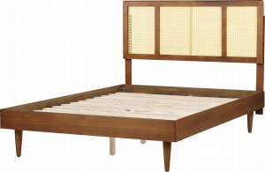 Beliani Łóżko LED drewniane 140 x 200 cm ciemne AURAY 4