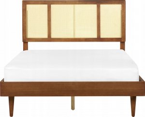 Beliani Łóżko LED drewniane 140 x 200 cm ciemne AURAY 5