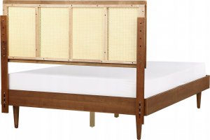 Beliani Łóżko LED drewniane 140 x 200 cm ciemne AURAY 6