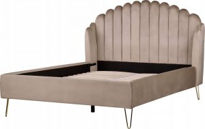 Beliani Łóżko welurowe 140 x 200 cm beżowoszare AMBILLOU 4