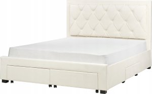 Beliani Łóżko z szufladami welurowe 160 x 200 cm kremowe LIEVIN 5