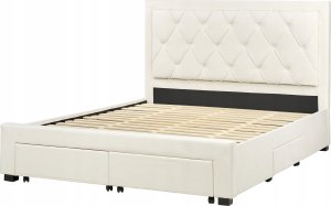 Beliani Łóżko z szufladami welurowe 160 x 200 cm kremowe LIEVIN 6