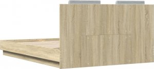vidaXL vidaXL Rama łóżka z wezgłowiem i LED, dąb sonoma, 140x200 cm 8