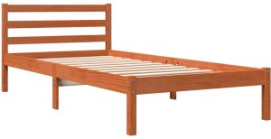 vidaXL Rama łóżka, woskowy brąz, 90x200 cm, lite drewno sosnowe 3